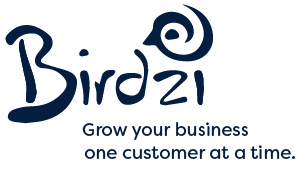 Birdzi logo and tagline.